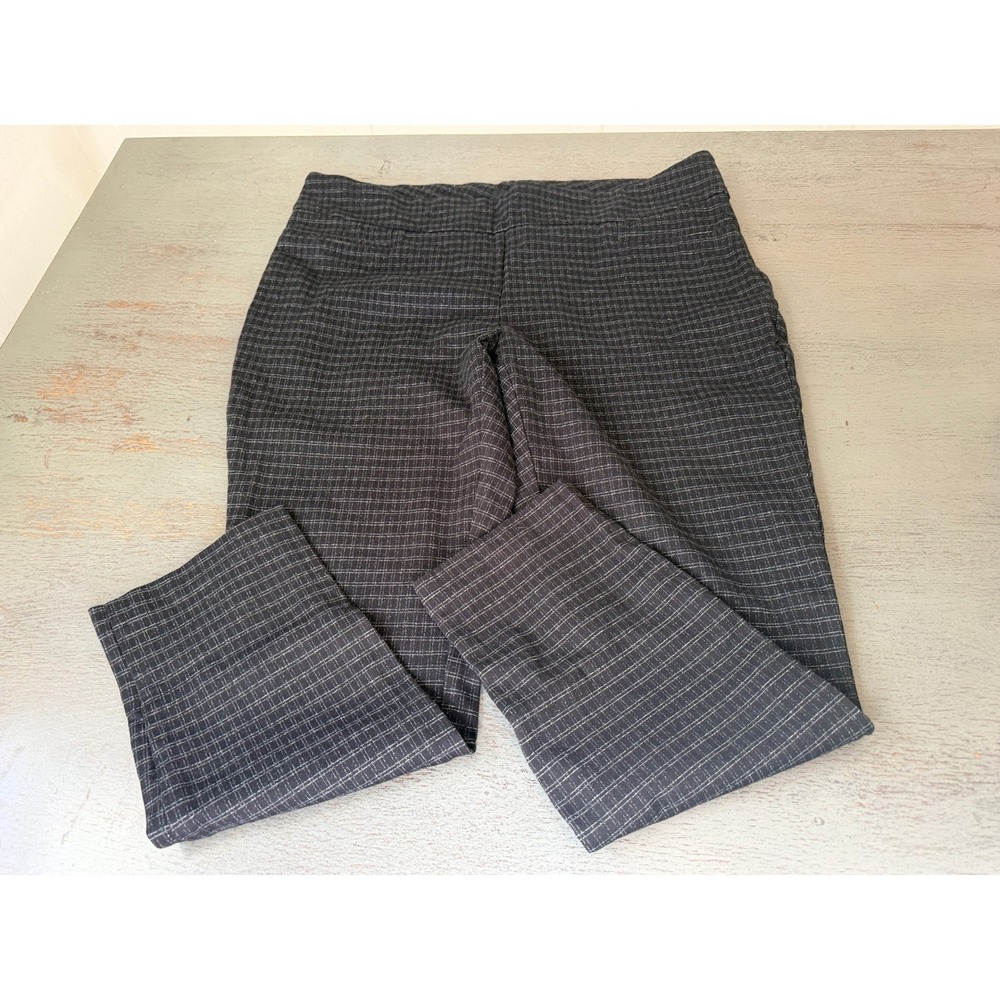 Dalia Black White Grid Plaid Pull On Dress Pants XL D4654-E1761 Stretch Trousers